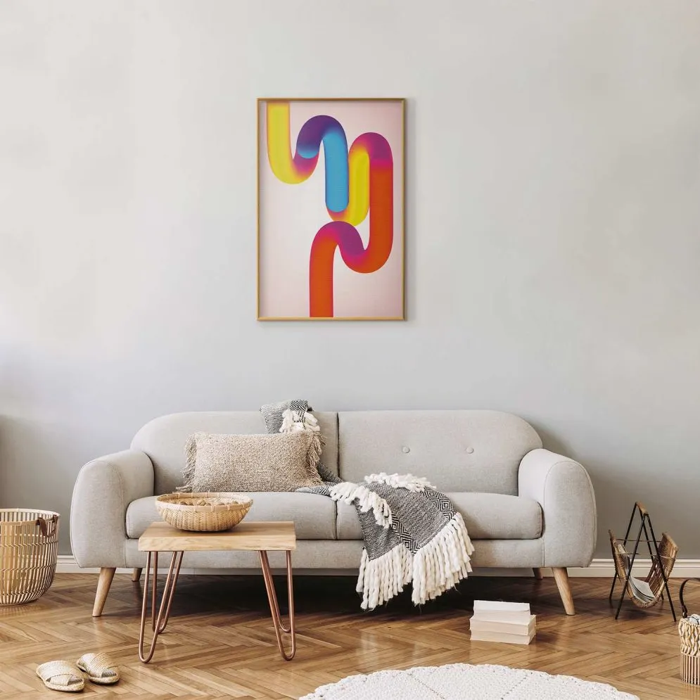 Plakat Tęczowe Rurki 21x30 cm z ramą złotą bez marginesu | MIRAT.