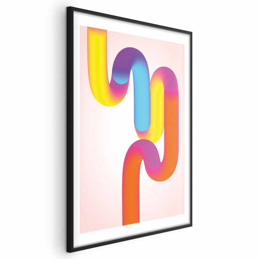Plakat Tęczowe Rurki 60x90 cm z ramą czarną z marginesem | MIRAT.