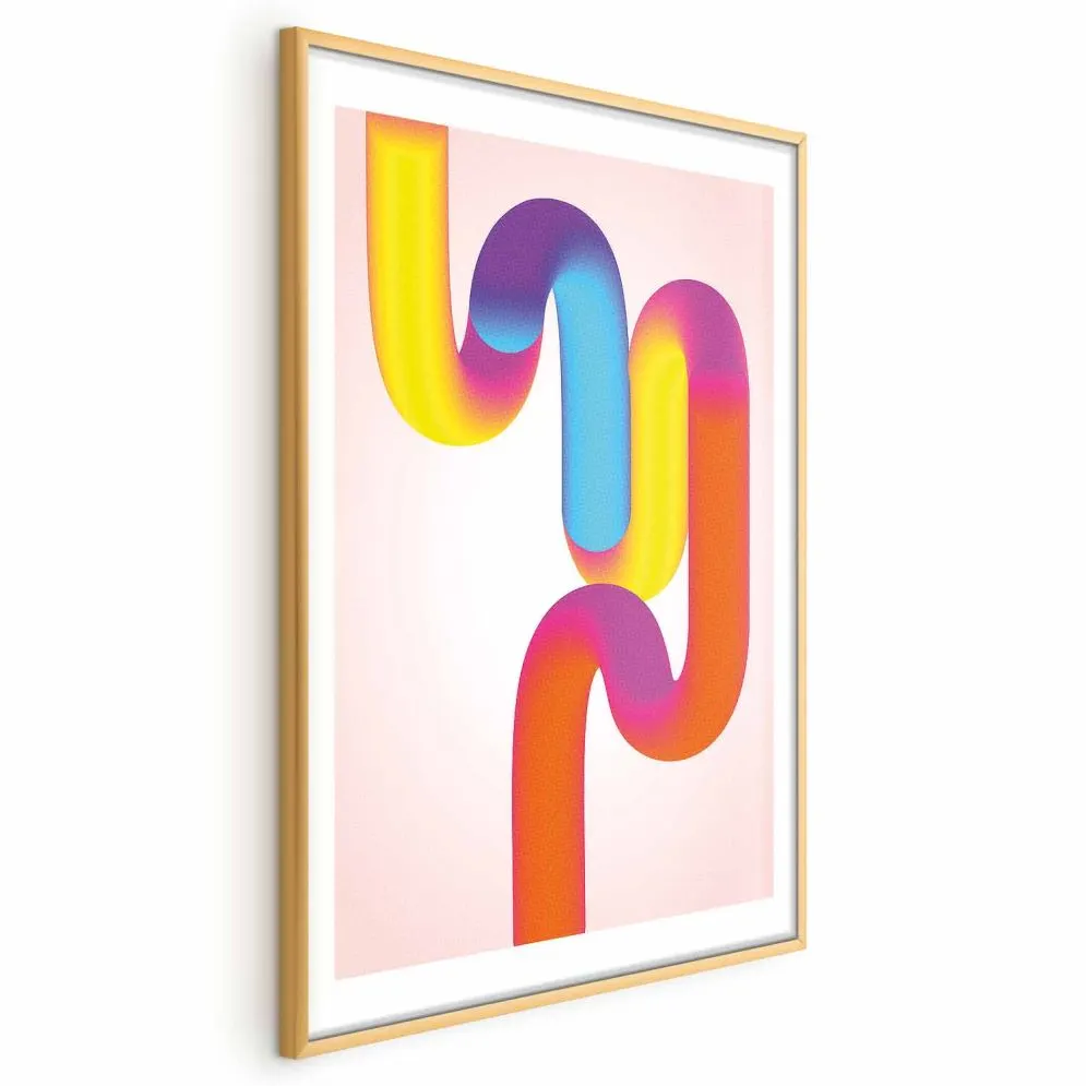 Plakat Tęczowe Rurki 40x60 cm z ramą złotą z marginesem | MIRAT.