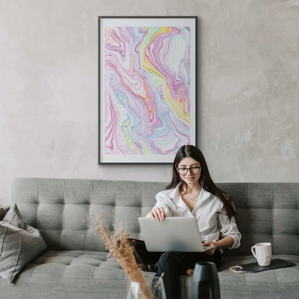 Plakat Kolorowy Sen 21x30 cm z ramą czarną z marginesem | MIRAT.