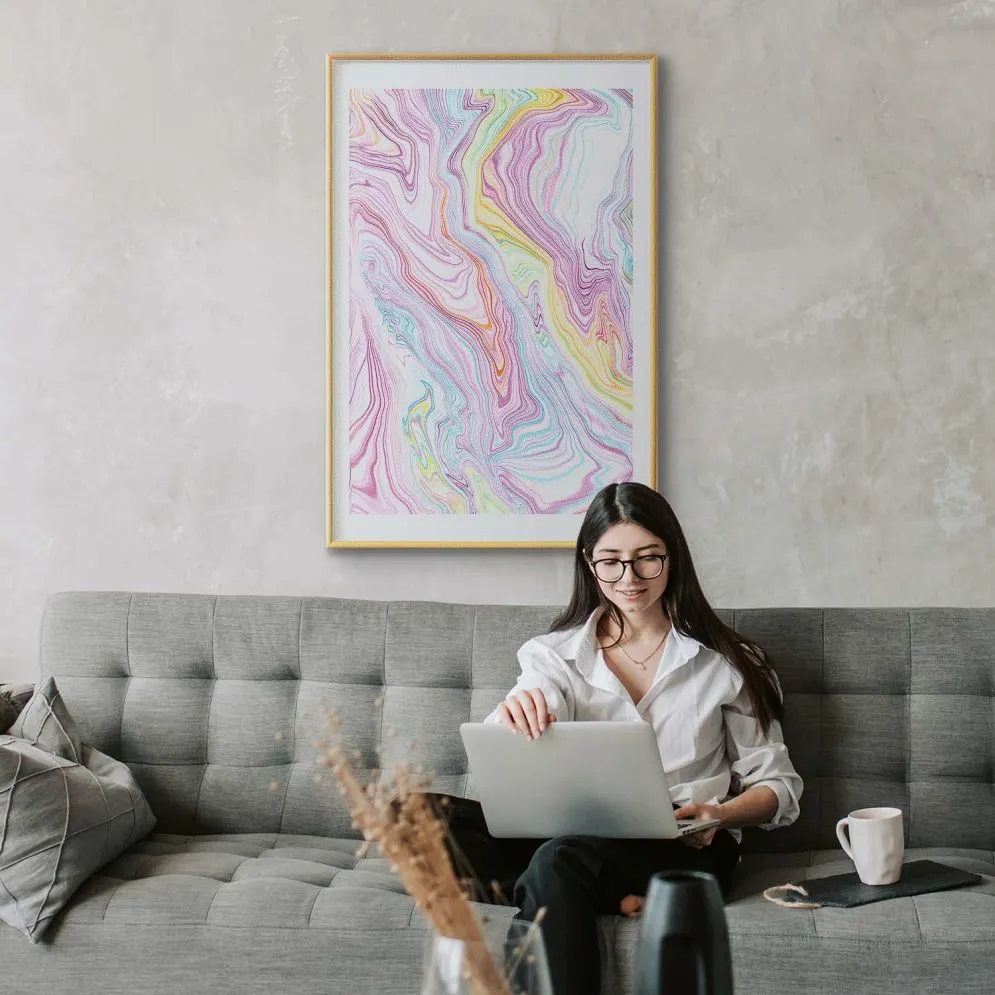 Plakat Kolorowy Sen 60x90 cm z ramą złotą z marginesem | MIRAT.