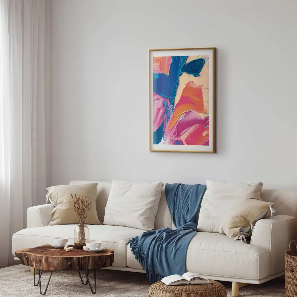 Plakat Kolorowa Ekspresja 60x90 cm z ramą złotą z marginesem | MIRAT.