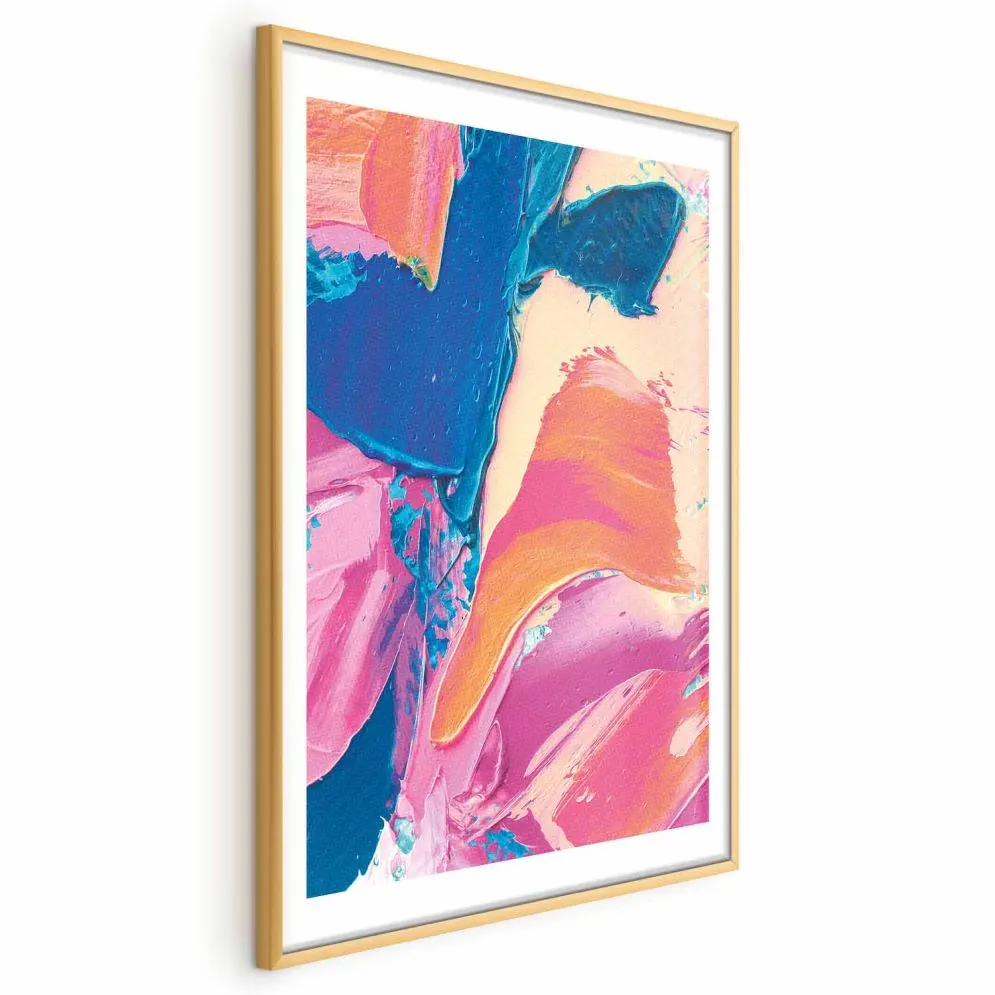 Plakat Kolorowa Ekspresja 60x90 cm z ramą złotą z marginesem | MIRAT.