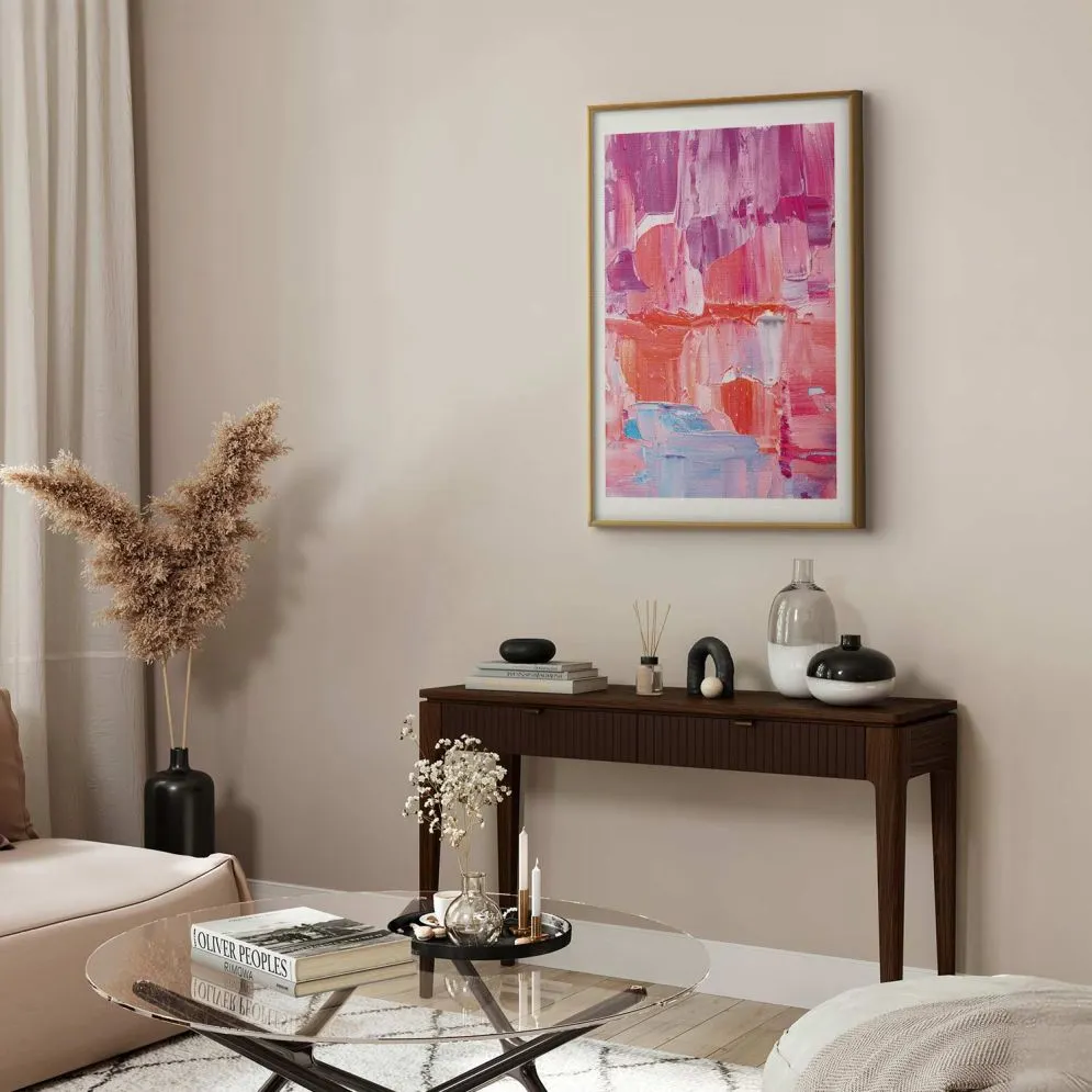 Plakat Kolorowe Pociągnięcia 90x60 cm z ramą złotą z marginesem | MIRAT.