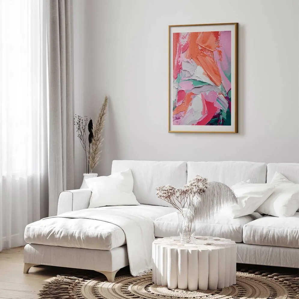 Plakat Różowa Paleta 21x30 cm z ramą złotą z marginesem | MIRAT.