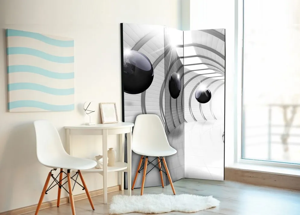 Parawan jednostronny 3D 135x172 cm 3-częściowy czarny | MIRAT.