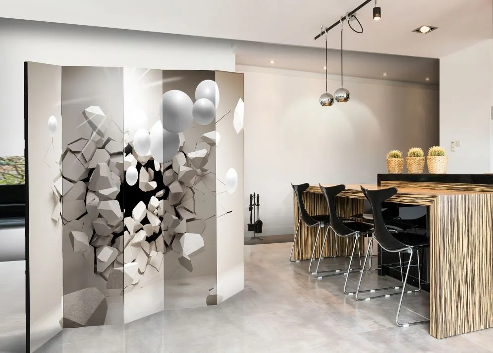 Parawan akustyczny 3D 225x172 cm 5-częściowy beżowy | MIRAT.