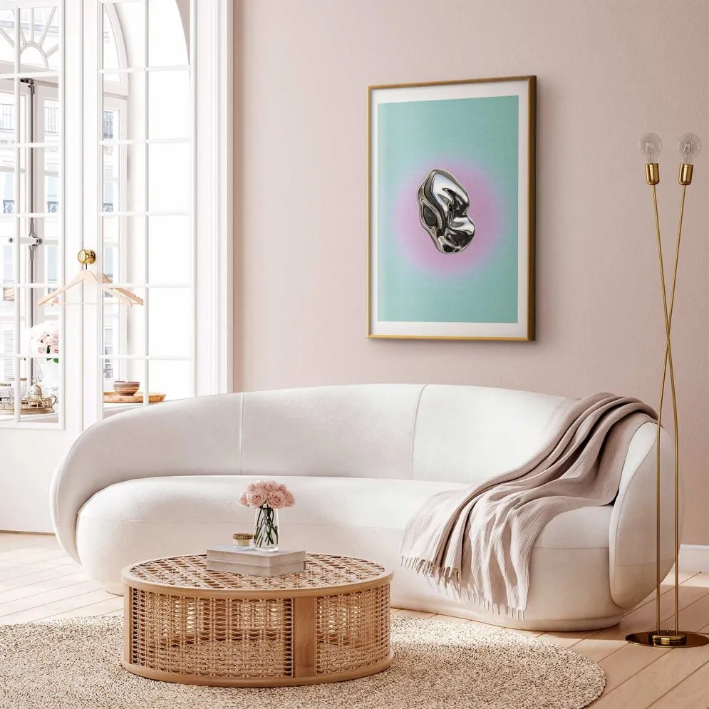 Plakat Metaliczna Forma 21x30 cm z ramą złotą z marginesem | MIRAT.