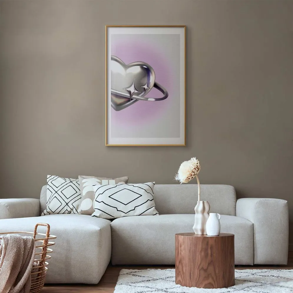 Plakat Kosmiczne Serce 29,7x42 cm z ramą złotą z marginesem | MIRAT.