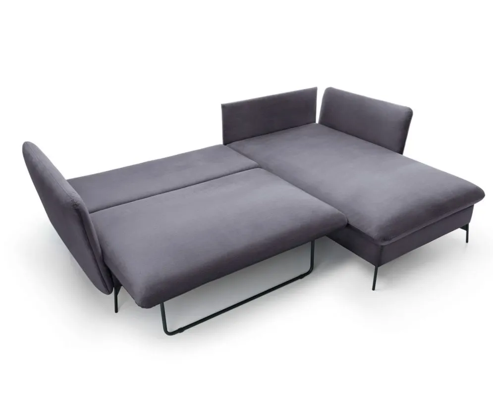 Narożnik z funkcją spania LINDA VELVET grafitowy prawy I sklep meblowy MIRAT.