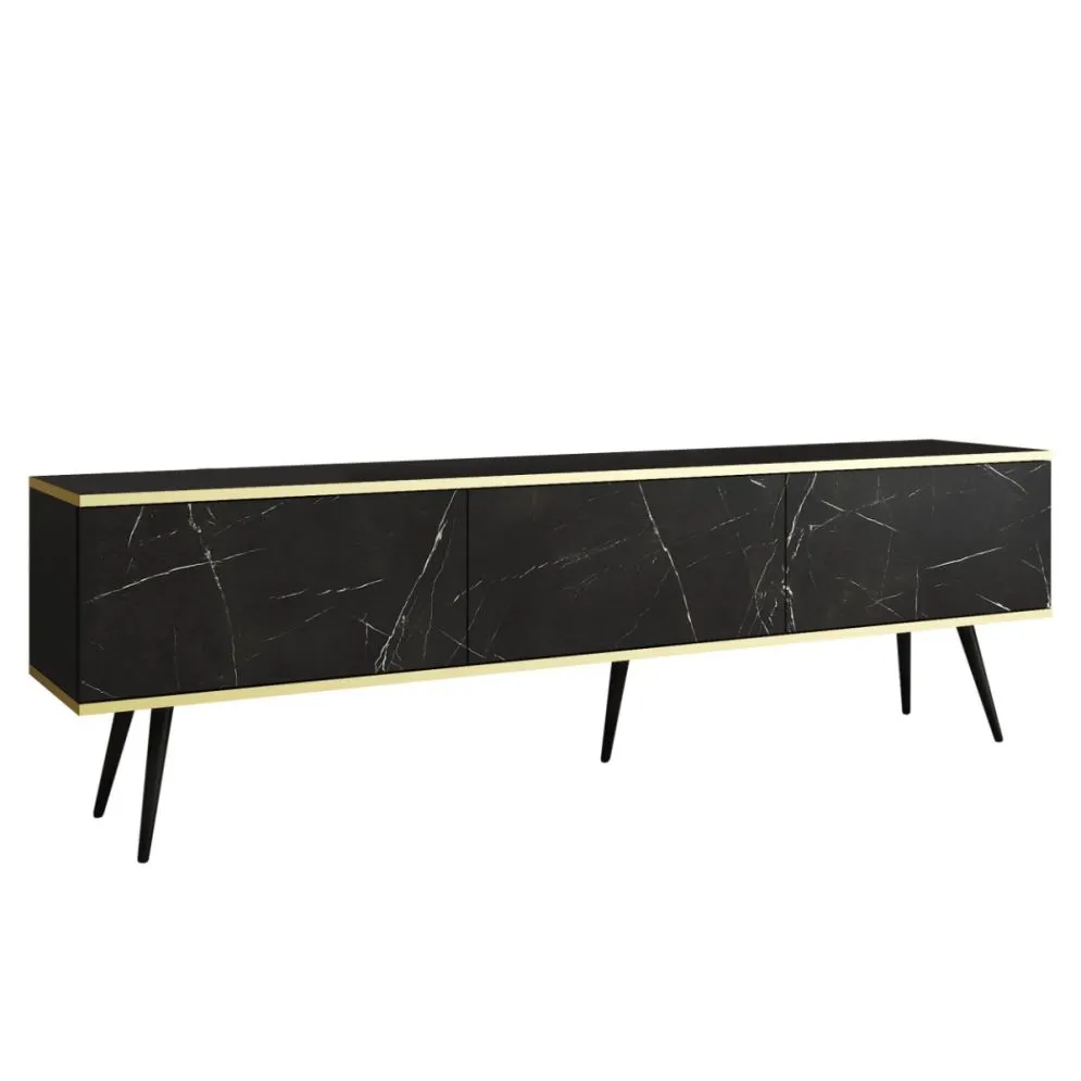 Szafka RTV KARL 175cm wisząca/stojąca czarny marmur glamour I sklep meblowy MIRAT. styl GLAMOUR