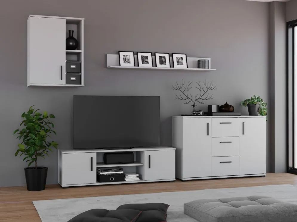 Szafka RTV LOBO 140 biała matowa do salonu I sklep meblowy MIRAT. styl LOFT, SKANDYNAWSKI