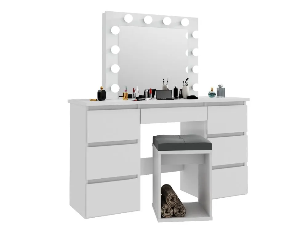 Toaletka ALEKSANDRA 5 biała z lustrem do sypialni | MIRAT. w stylu SKANDYNAWSKI kolekcja