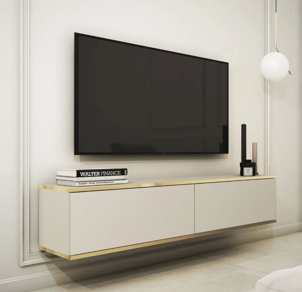 Szafka RTV KARL 135cm wisząca/stojąca kaszmirowy mat nowoczesna I sklep meblowy MIRAT. styl GLAMOUR