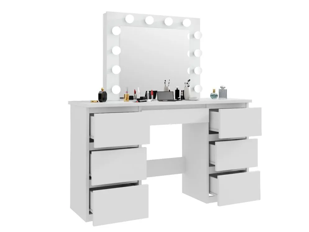 Toaletka ALEKSANDRA 5 biała z lustrem do sypialni | MIRAT. w stylu SKANDYNAWSKI kolekcja