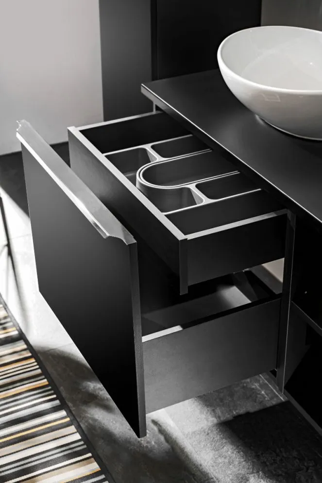 Szafka pod umywalkę nablatową SANTA FE BLACK 60 cm czarny mat wisząca I sklep meblowy MIRAT. styl LOFT kolekcja SANTA FE BLACK