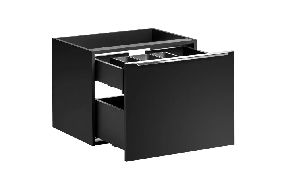 Wisząca szafka pod umywalkę nablatową SANTA FE BLACK 60 cmx2+ regał 20cm - zestaw z blatem 140cm I sklep meblowy MIRAT. styl LOFT