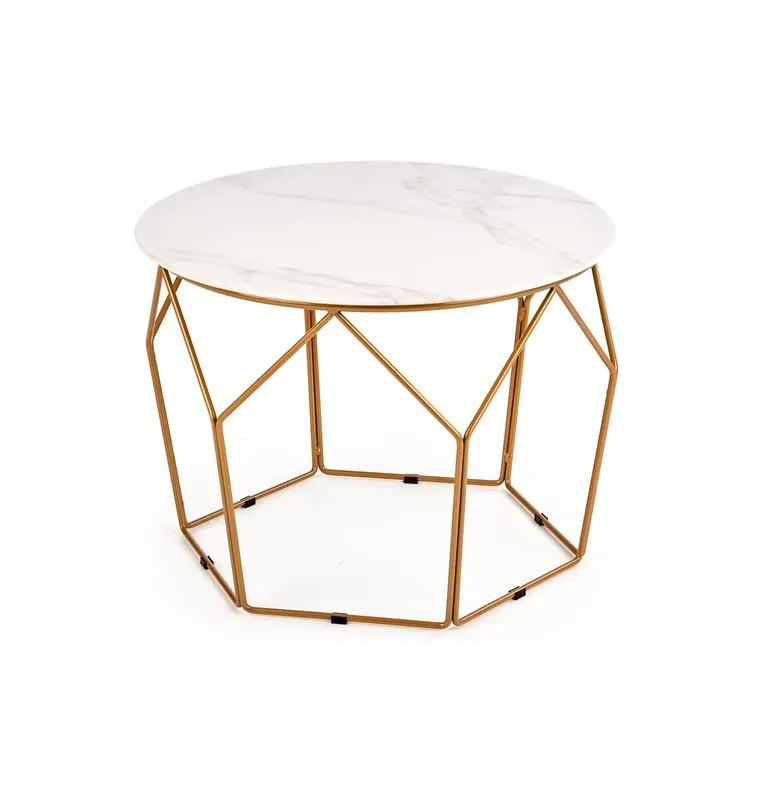 Ława MADISON 60x60 biały marmur/złota geometryczna w stylu glamour | MIRAT. w stylu GLAMOUR kolekcja
