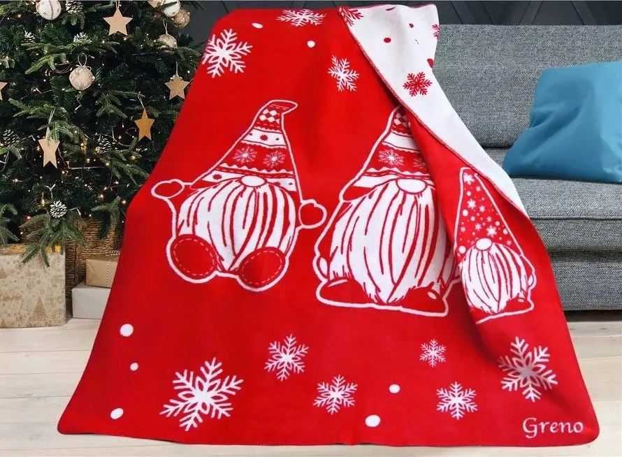 Koc RODZINNE SKRZATY 150x200 czerwony/biały świąteczny I sklep meblowy MIRAT. styl GLAMOUR kolekcja GRENO WINTER