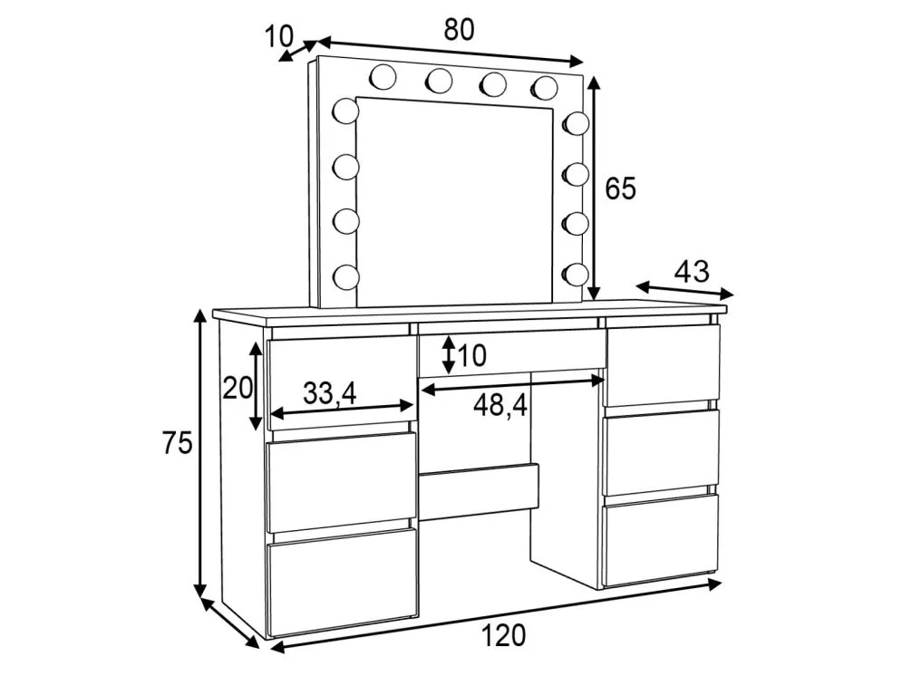 Toaletka ALEKSANDRA 5 dąb sonoma z szufladami | MIRAT. w stylu  kolekcja