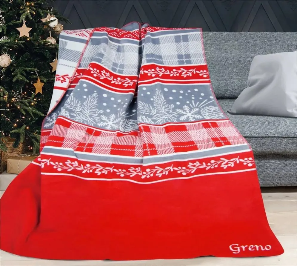 Koc WINTER MAGIC 150x200 czerwony/szary polskiej produkcji I sklep meblowy MIRAT. styl GLAMOUR kolekcja GRENO WINTER