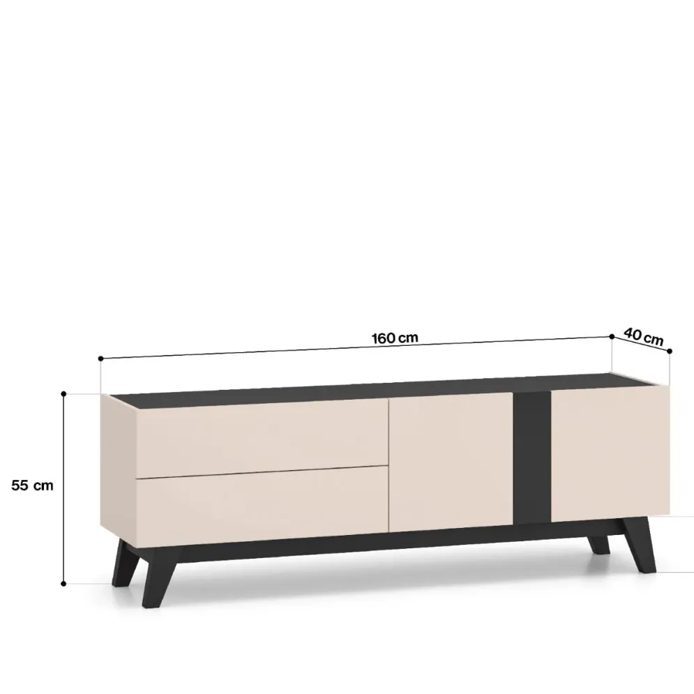 Szafka RTV FRESHION 05 1D2S 160 kaszmirowa/czarna I sklep meblowy MIRAT.  kolekcja FRESHION
