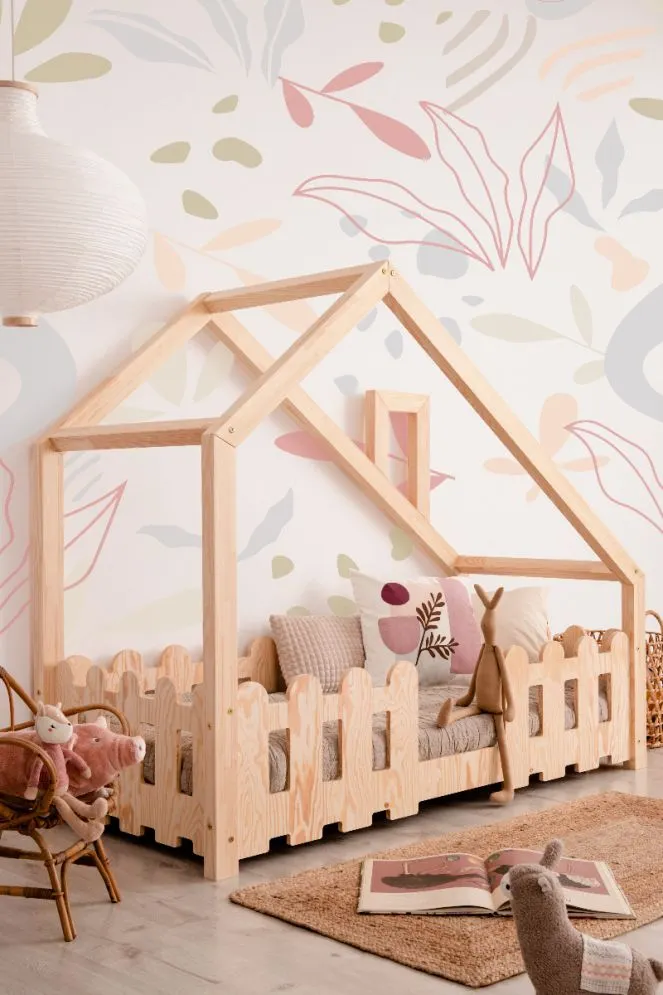 Łóżko dziecięce domek DUDU 70x140 sosna drewniane | MIRAT.