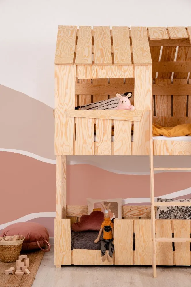 Łóżko piętrowe PAT 90x190 sosna polskiej produkcji ze sklejki | MIRAT.