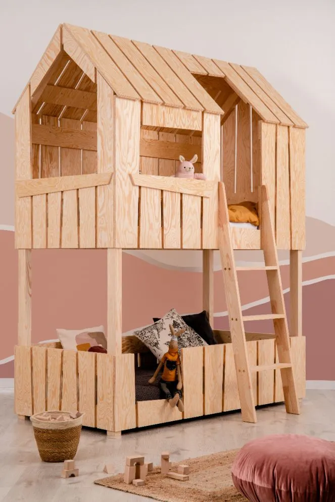 Łóżko piętrowe PAT 70x140 sosna dwuosobowe dziecięce | MIRAT.