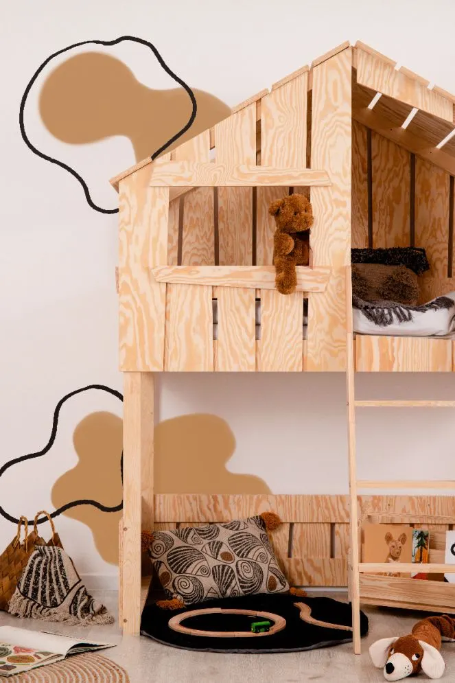 Łóżko piętrowe TED A 80x180 sosna polskiej produkcji ze stelażami | MIRAT.