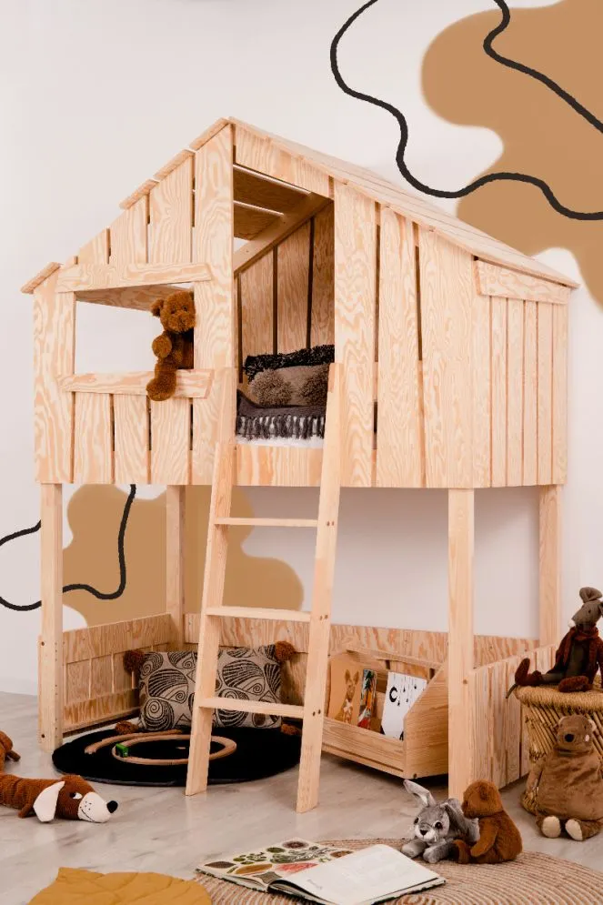 Łóżko piętrowe TED A 80x180 sosna polskiej produkcji ze stelażami | MIRAT.