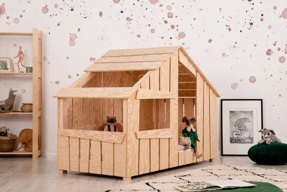Łóżko dziecięce domek FRED 80x180 sosna w stylu skandynawskim | MIRAT.