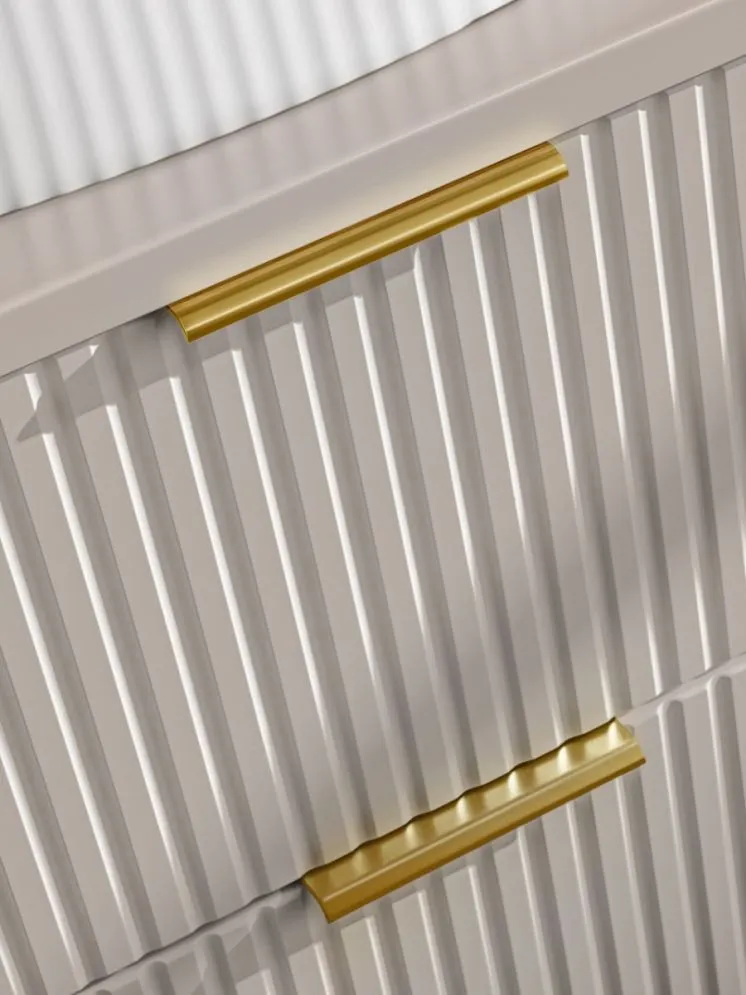 Szafka pod umywalkę nablatową ADEL CASHMERE 60cmx2 kaszmirowa - zestaw 140 cm z regałem i blatem z szufladami I sklep meblowy MIRAT. styl RYFLOWANY