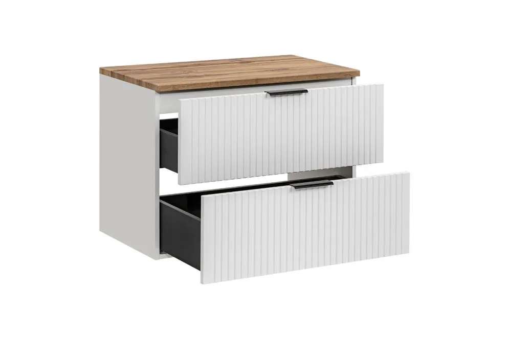 Szafka pod umywalkę ADEL WHITE 82 80cm biała z ryflowanymi frontami I sklep meblowy MIRAT. styl LOFT, RYFLOWANY, SKANDYNAWSKI