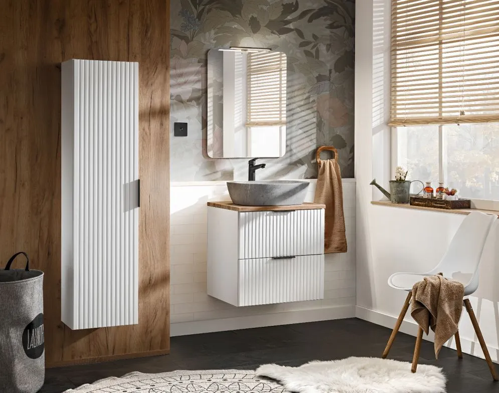 Szafka pod umywalkę ADEL WHITE 82 60cm biała wisząca I sklep meblowy MIRAT. styl LOFT, RYFLOWANY, SKANDYNAWSKI