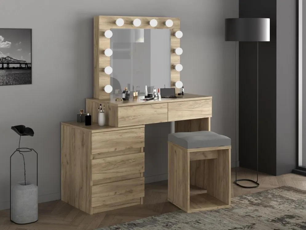 Toaletka CAVIA dąb craft z lustrem i kontenerkiem | MIRAT.