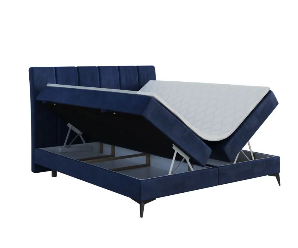 Łóżko kontynentalne DERDA 180 czarne velvet z pojemnikiem do sypialni | MIRAT. w stylu GLAMOUR kolekcja