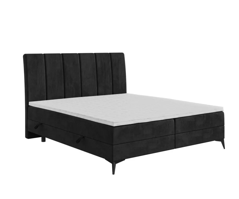 Łóżko kontynentalne DERDA 140 czarne velvet z pojemnikiem do sypialni | MIRAT. w stylu GLAMOUR kolekcja