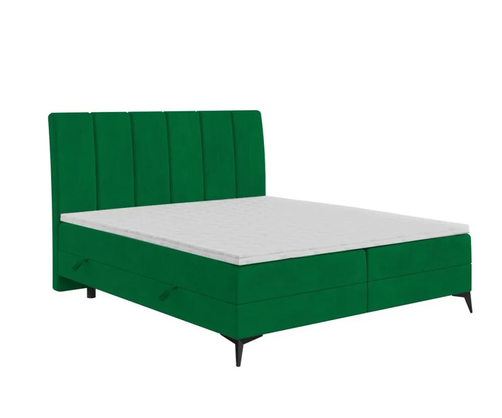 Łóżko kontynentalne DERDA 180 zielone velvet tapicerowane aksamitem | MIRAT. w stylu GLAMOUR kolekcja