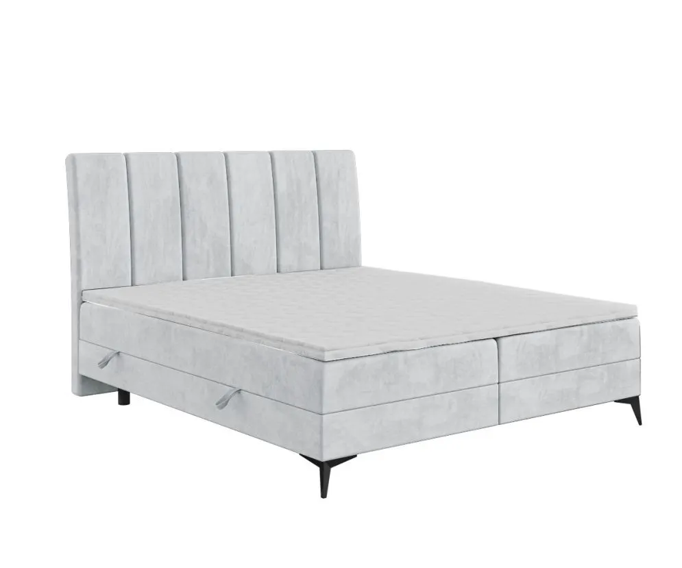 Łóżko kontynentalne DERDA 160x200 jasno szare velvet z pojemnikiem do sypialni | MIRAT. w stylu GLAMOUR kolekcja