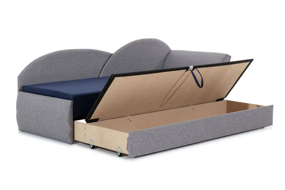 Sofa rozkładana z funkcją spania AGA jasnoszara/czarna lewa dla dziecka | MIRAT.