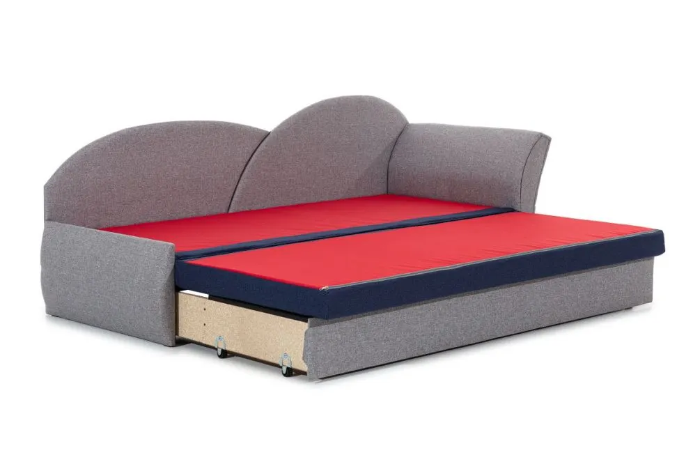 Sofa rozkładana z funkcją spania AGA jasnoszara/czarna lewa dla dziecka | MIRAT.