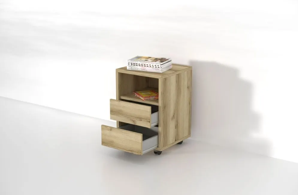 Kontenerek biurowy AGAPI dąb grand naturalny na kółkach I sklep meblowy MIRAT. styl SKANDYNAWSKI