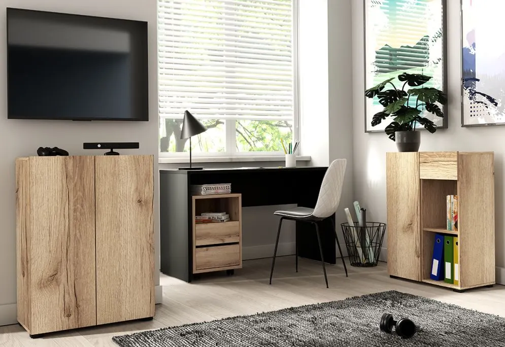 Kontenerek biurowy AGAPI dąb grand naturalny na kółkach I sklep meblowy MIRAT. styl SKANDYNAWSKI