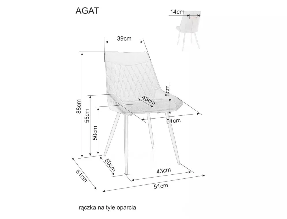 Krzesło tapicerowane AGAT VELVET granatowe do jadalni I sklep meblowy MIRAT. styl GLAMOUR