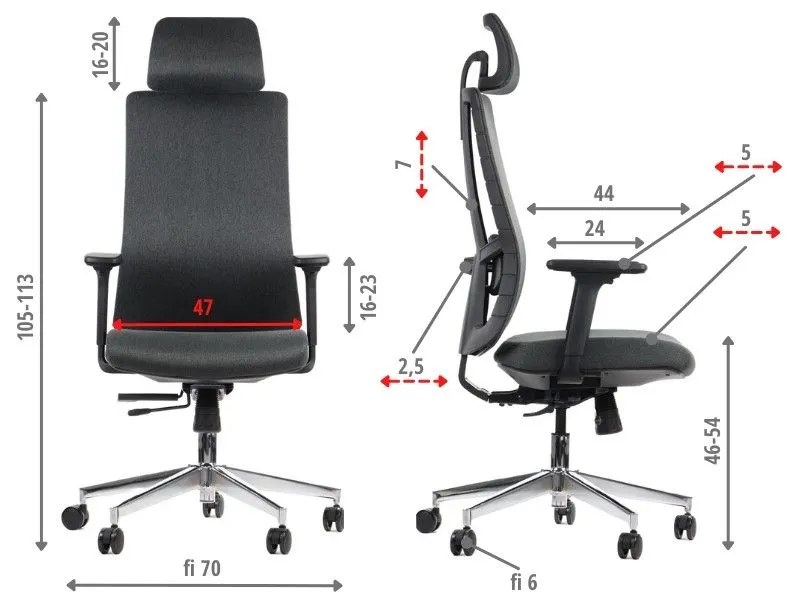 Fotel biurowy AKCENT F grafitowy z regulacją odcinka lędźwiowego I sklep meblowy MIRAT.