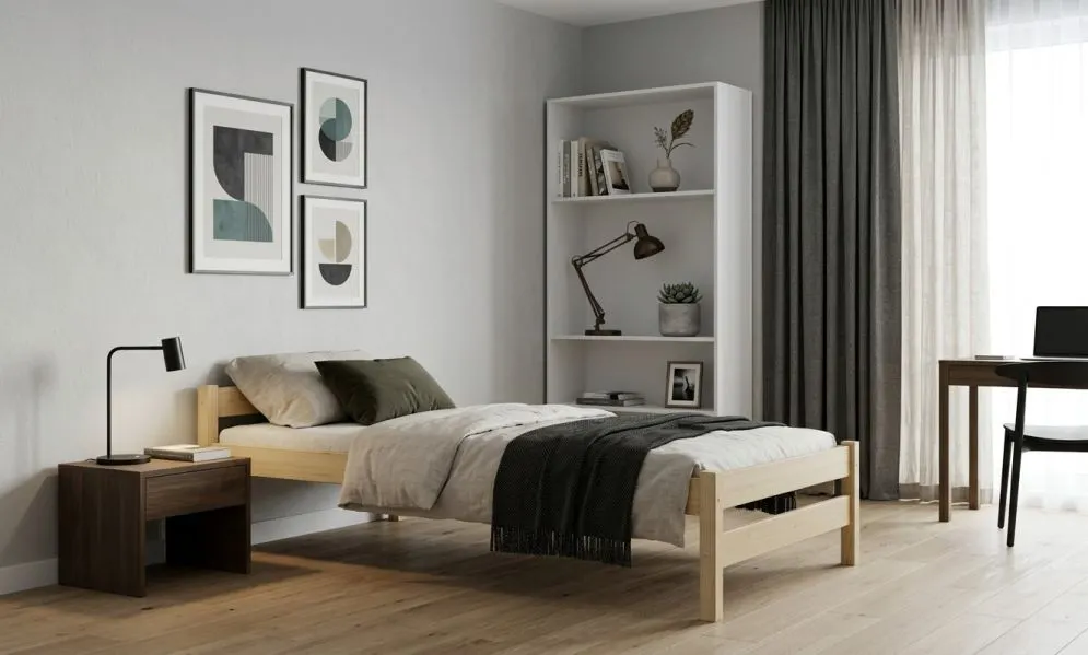 Łóżko młodzieżowe KOX-BED 80x180 sosna naturalna ze stelażem I sklep meblowy MIRAT. styl SKANDYNAWSKI