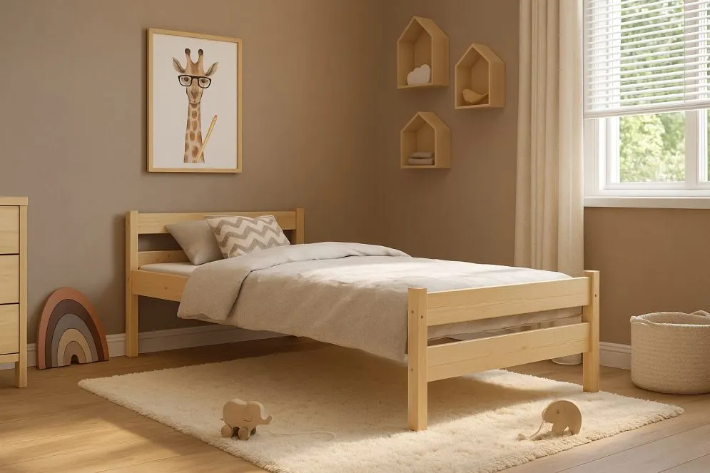 Łóżko młodzieżowe KOX-BED 80x200 sosna naturalna drewniane I sklep meblowy MIRAT. styl SKANDYNAWSKI