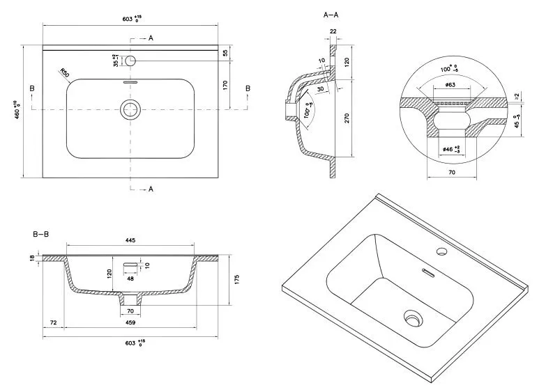 Ażurowa szafka pod umywalkę CHIC 60 cm czarna półmat ze złotymi dodatkami | MIRAT