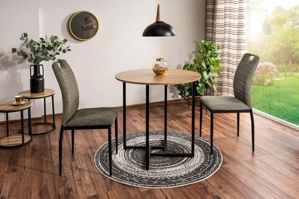 Stół okrągły ALTO II 80x80 dąb/czarny w stylu industrialnym I sklep meblowy MIRAT. styl LOFT